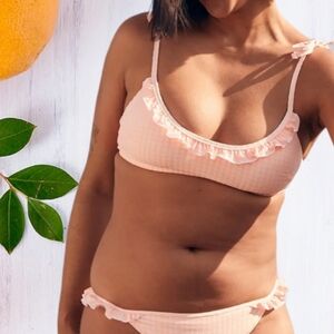 Nwt AERIE Orange Gingham Bikini Top Sz XL